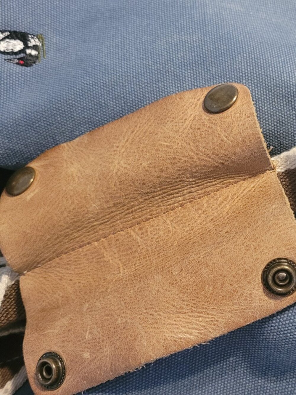 Vintage L.L. Bean Rolling Canvas Duffle Bag w/ Leather Accents Unique Duck Print - Picture 6 of 11